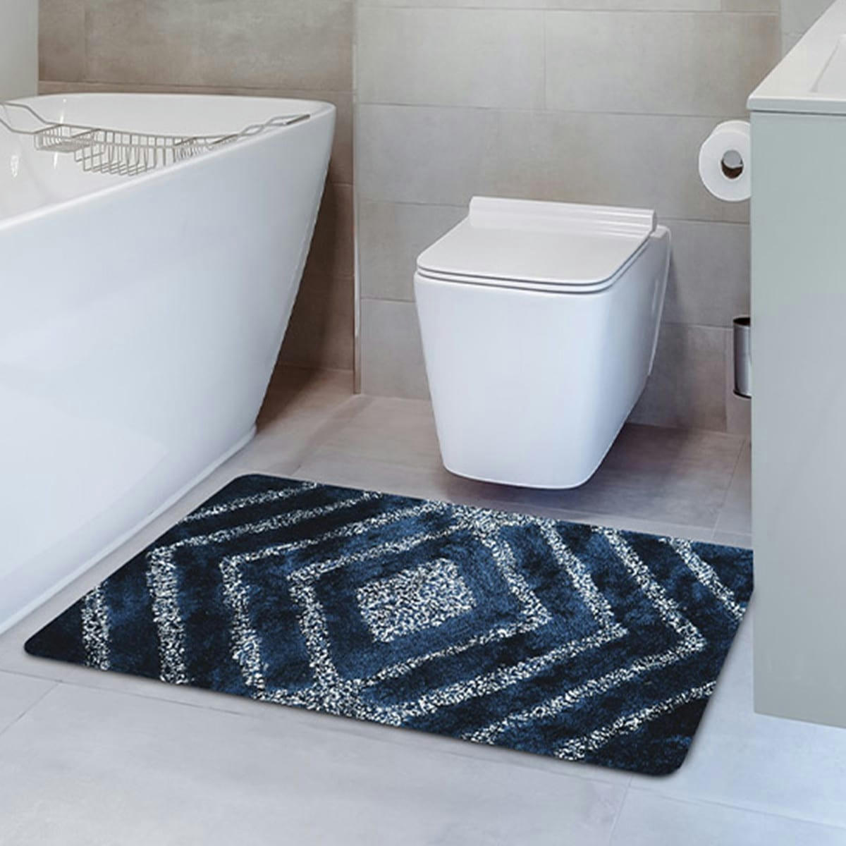 SAGO - Tapis de bain et descente de lit  indigo 60x100 cm