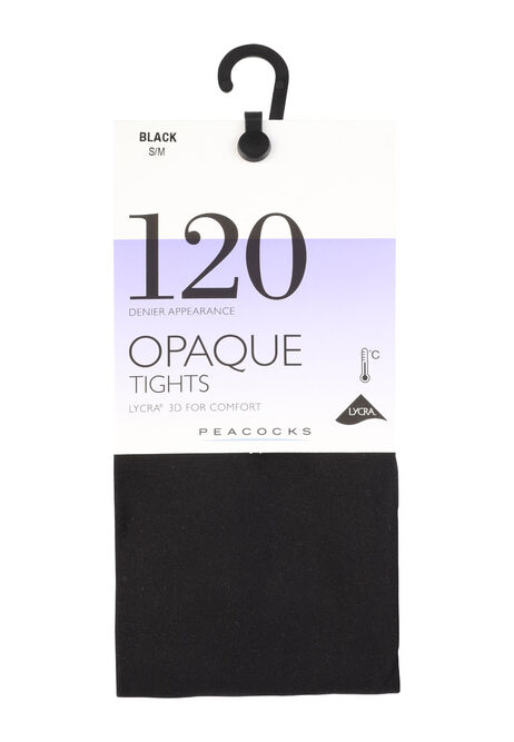 Womens 1pk Plain Black 120 Denier Opaque Tights