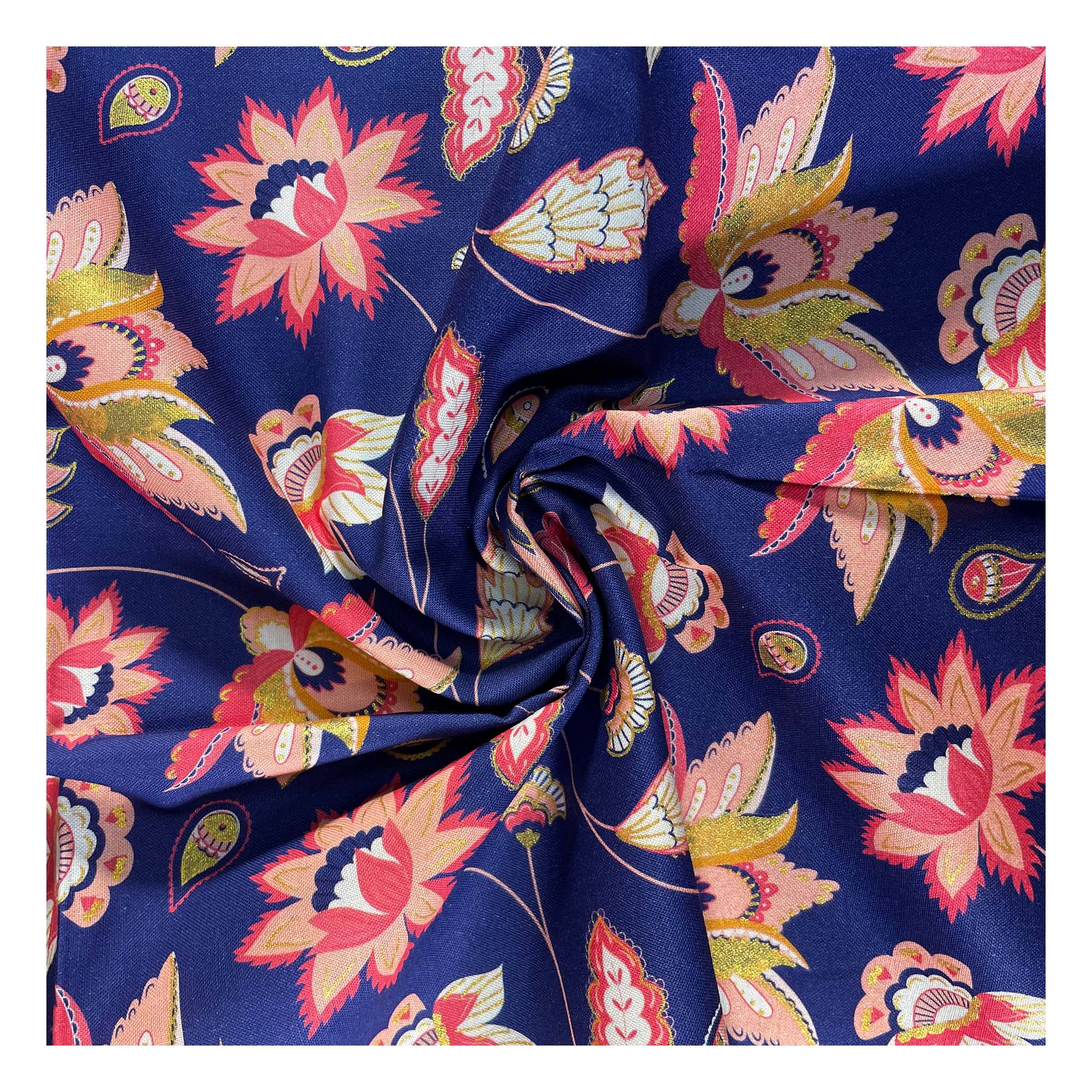 Gilded Paisley Starlit Oasis Cotton Fabric by the Metre