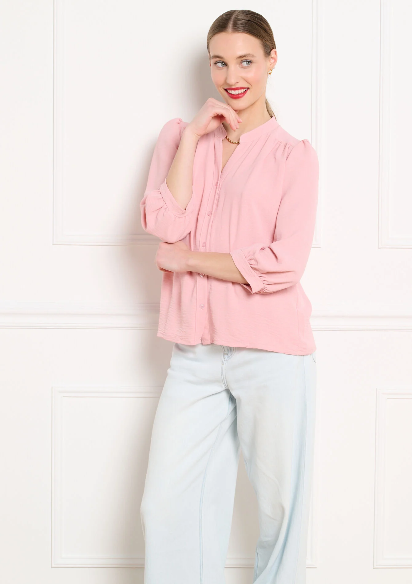 Vloeiende blouse met V-hals