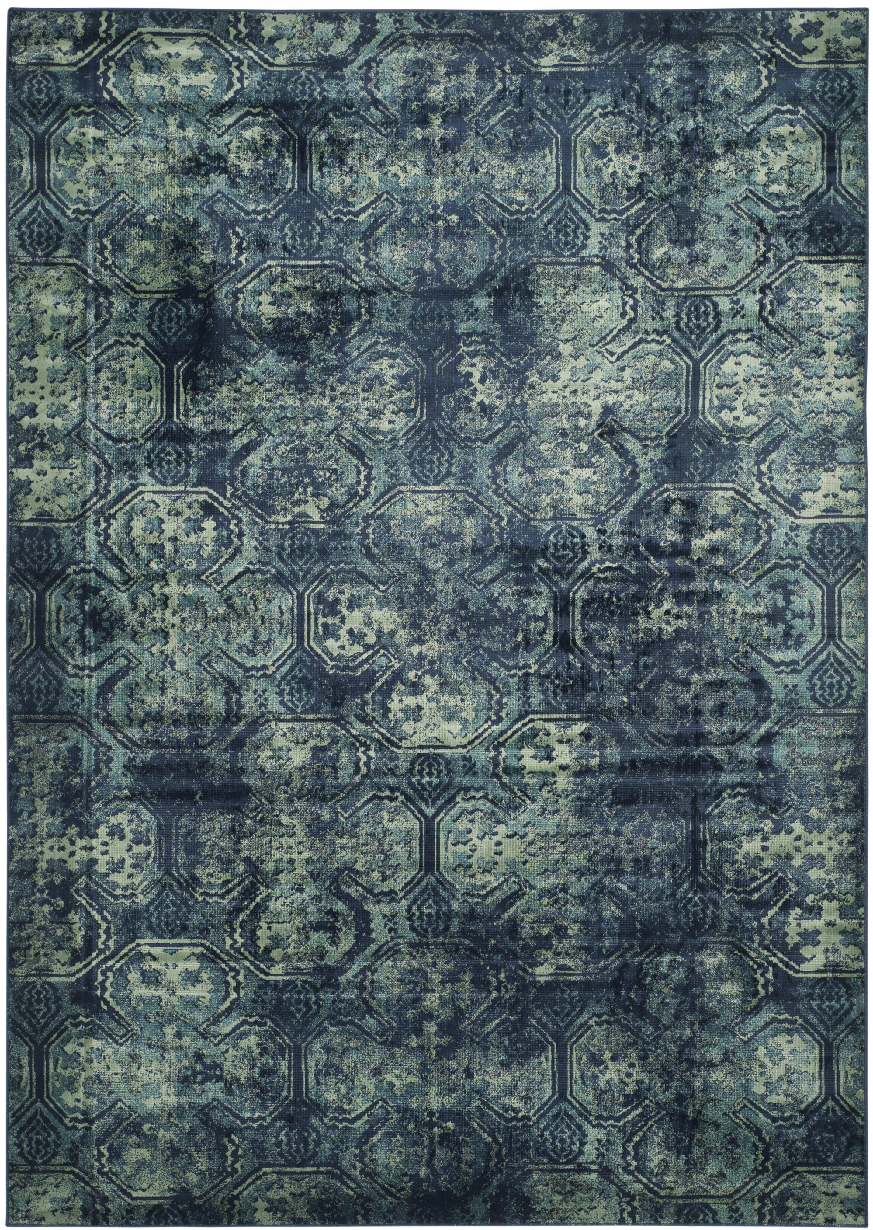 VINTAGE - Tapis de salon interieur en bleu marine & multicolore, 160 x 229 cm