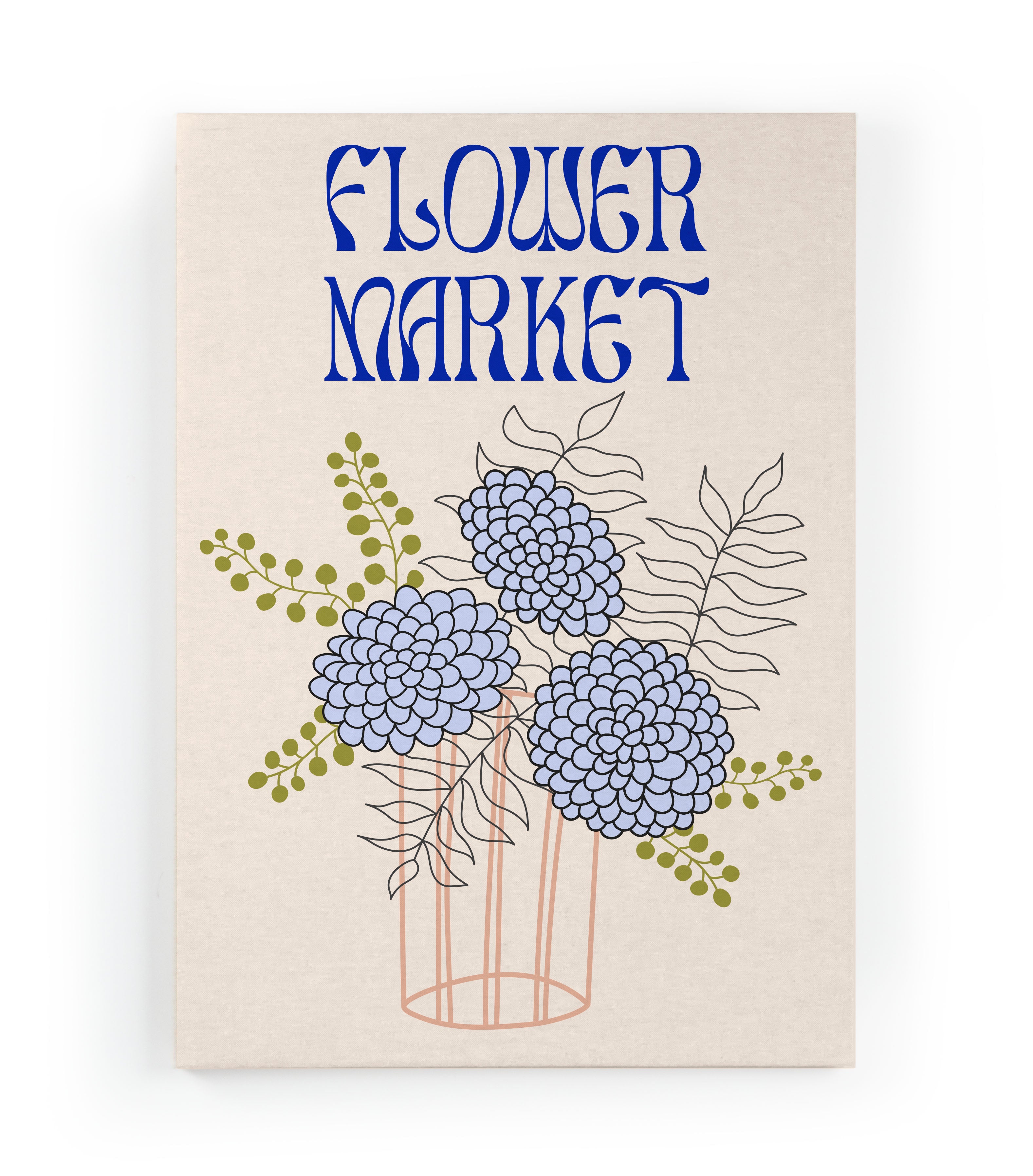 Canvas 60x40 Afdruk Blauwe Bloemenmarkt