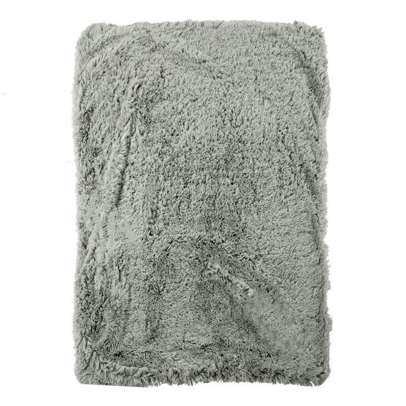 NEO - Plaid à poils longs extra-doux gris clair 120x150