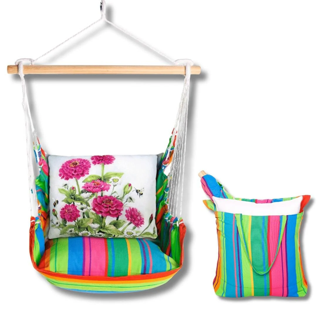 Magnolia Casual Swing Set 4 piece - Le Jardin Nouveau w/ Pink Zinnias