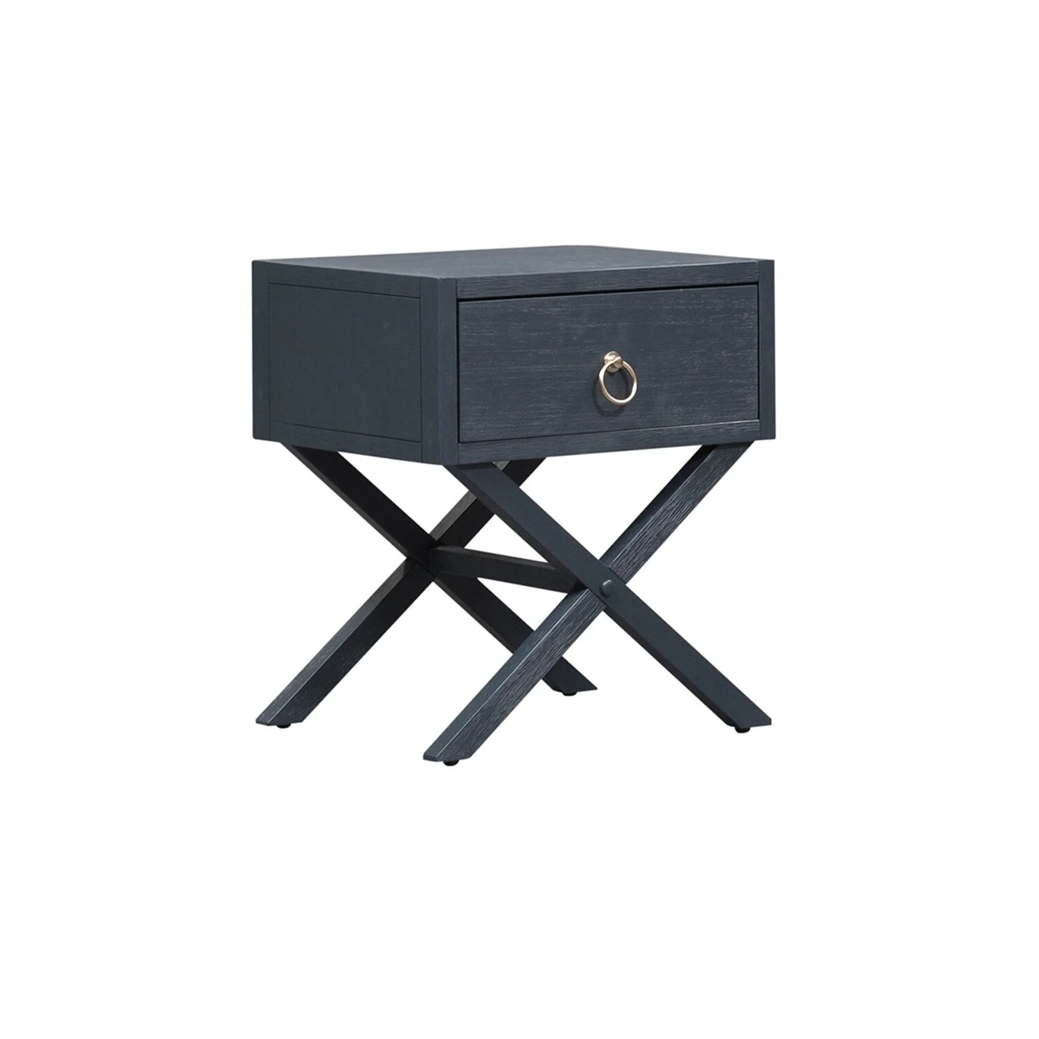 East End Wire Brushed Denim, White, & Black 1 Drawer Accent Table