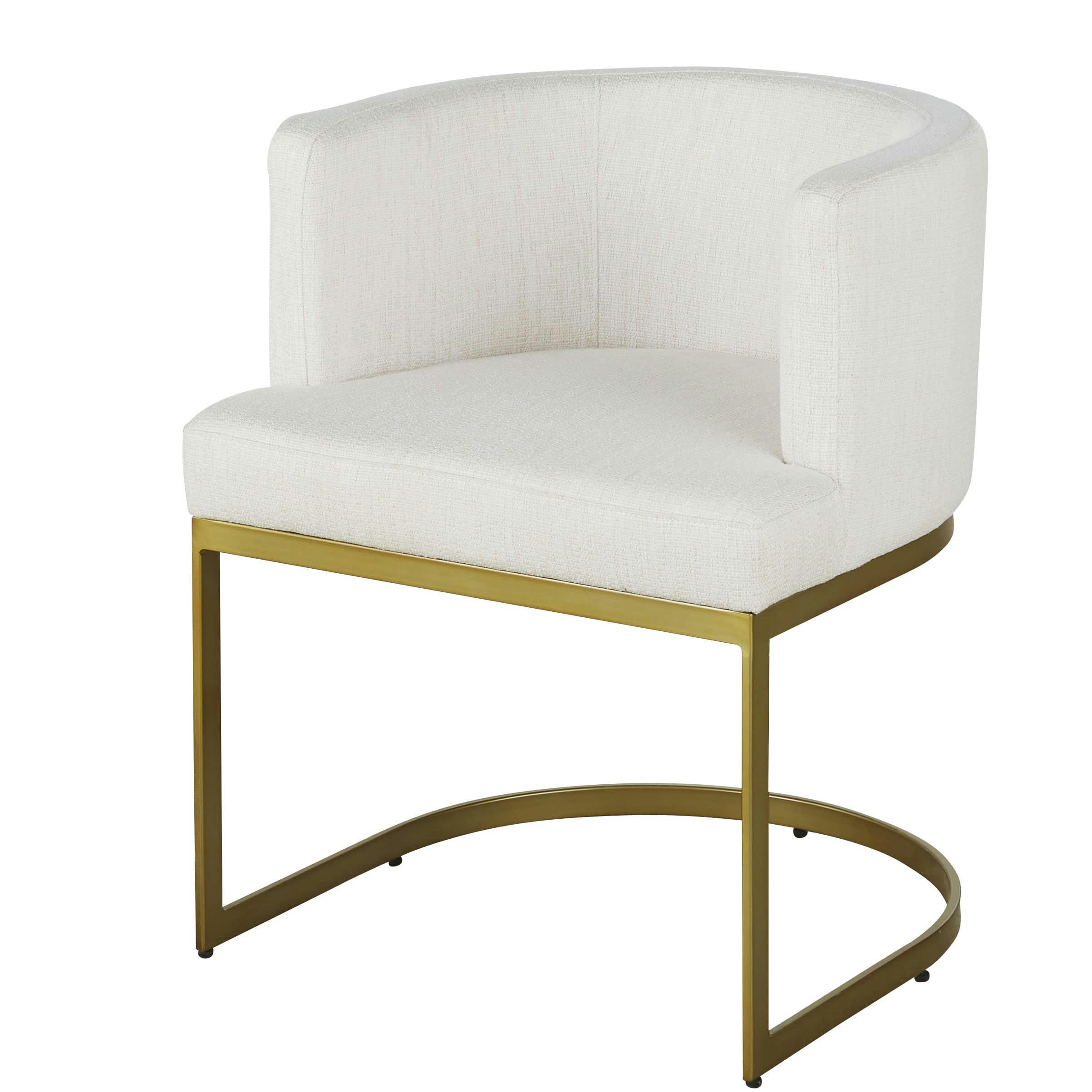 Requiem - Fauteuil de table beige et métal coloris laiton