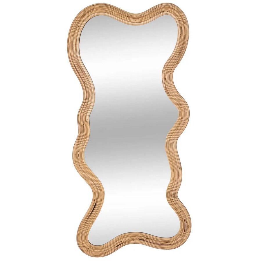 Lustro w nieregularnej ramie rattan 179 cm