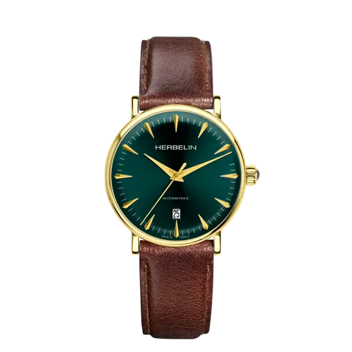 INSPIRATION – AUTOMATIQUE – VERT & CUIR BRUN