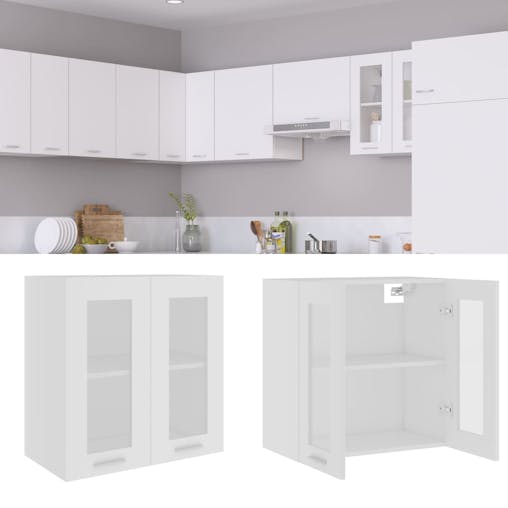 NNEVL Hanging Glass Cabinet White 60x31x60 cm Chipboard