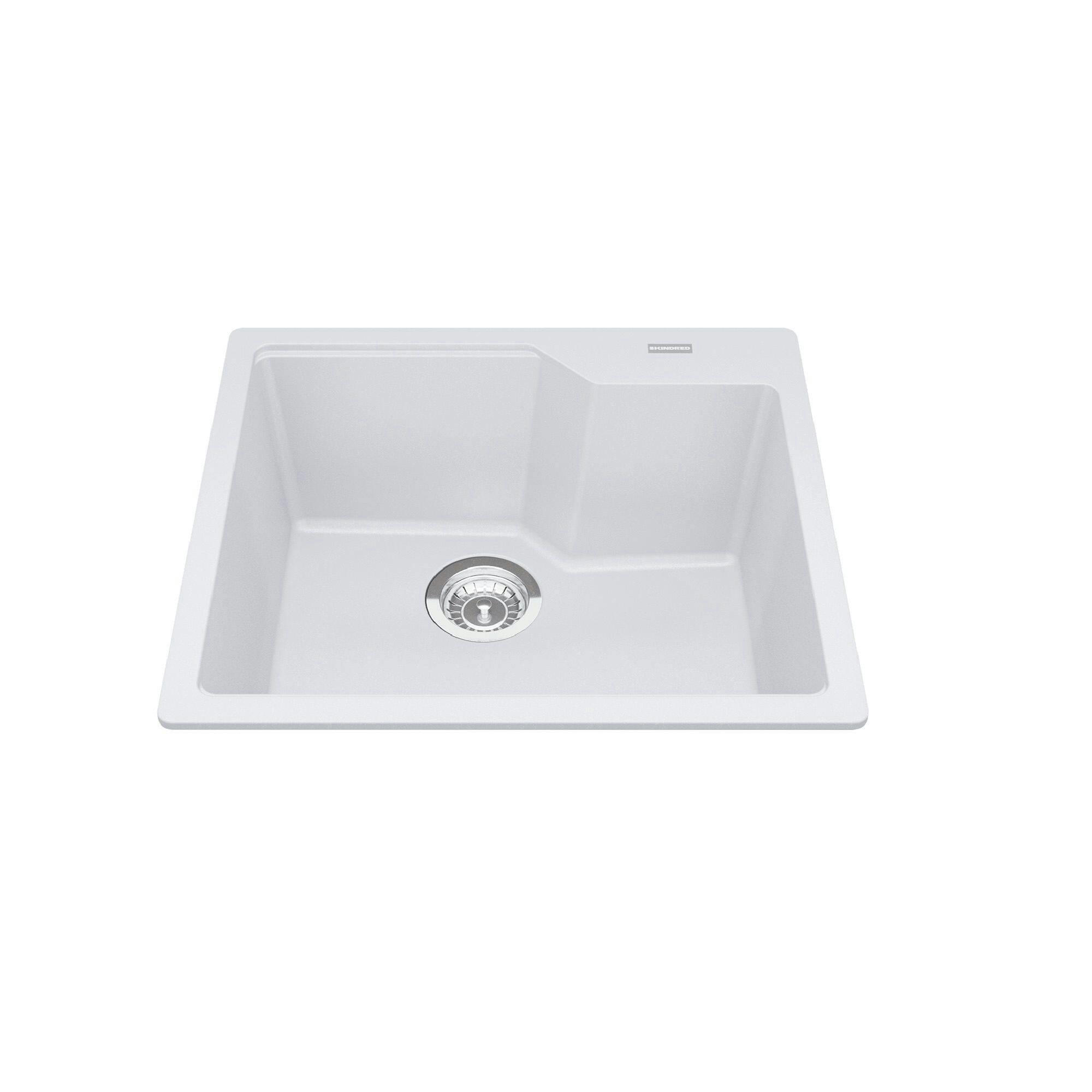 Kindred Urban Drop In Granite Single Bowl Kitchen Sink, 22.06-in x 19.69-in x 9.06-in, Polar White