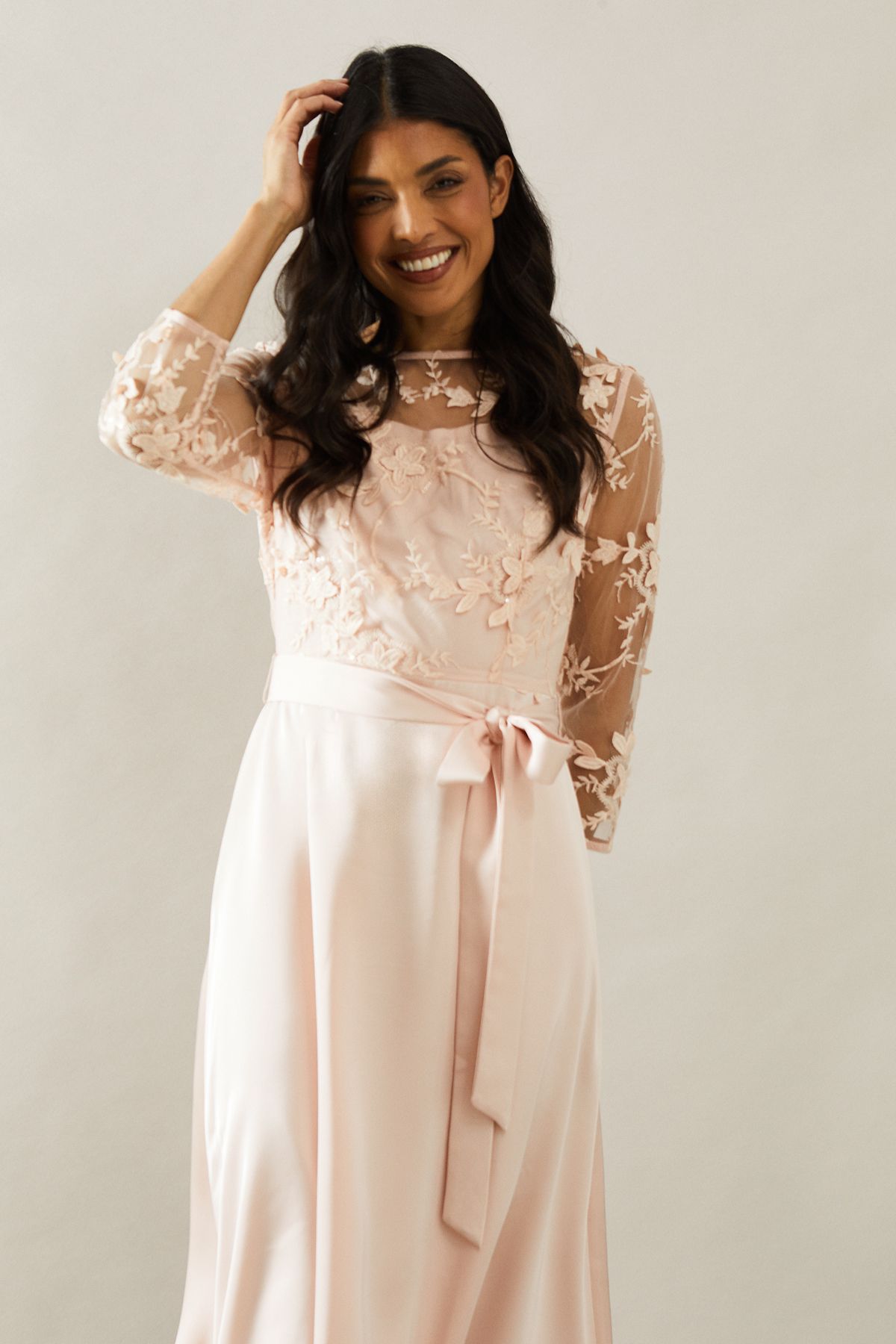 Wallis Occasion Satin And Mesh Overlay Fit And Flare Dress