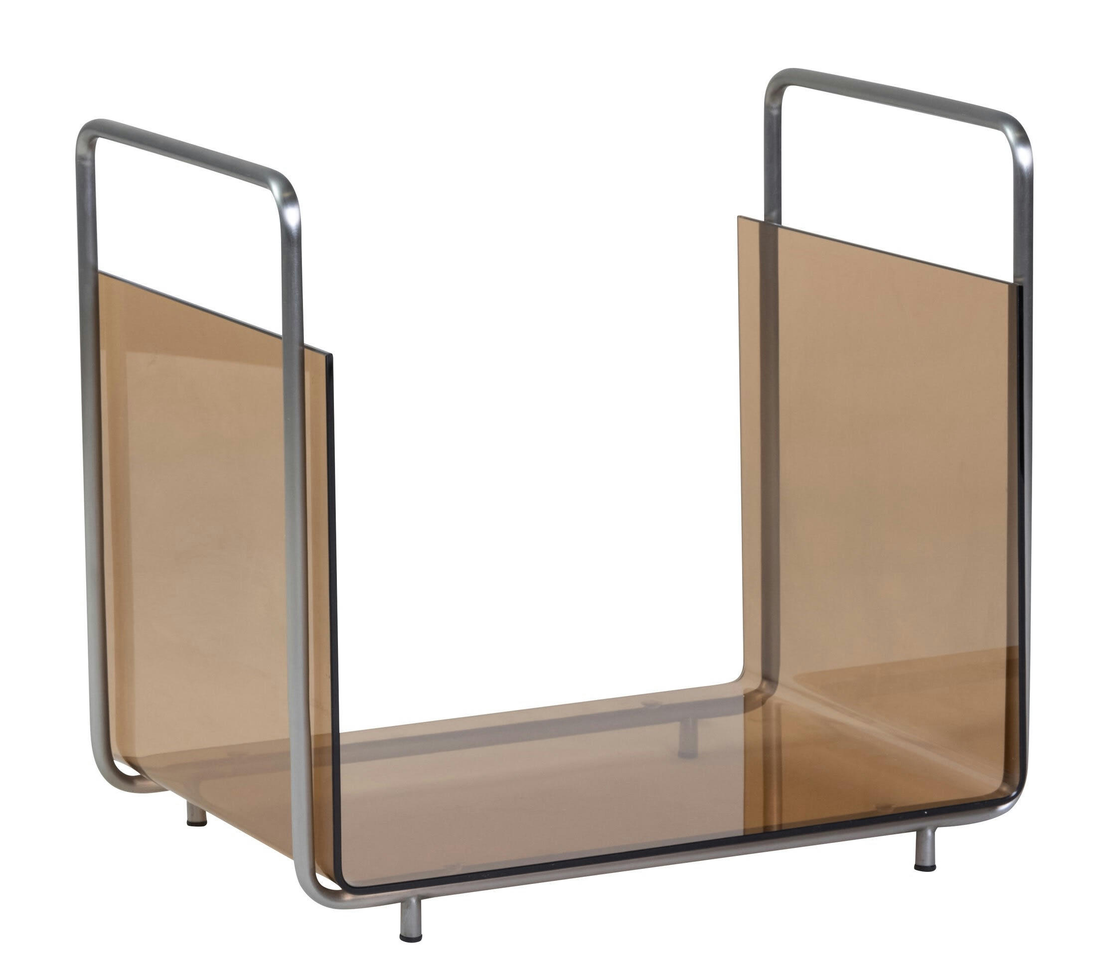 ECHO - Porte-revues en verre et fer marron et nickel