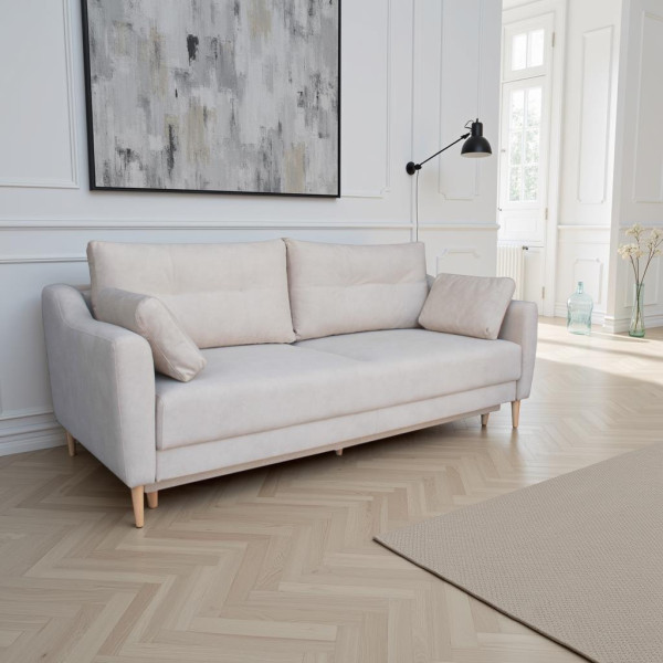Sofa bouley z funkcją spania 190x142 cm szara cloud 81