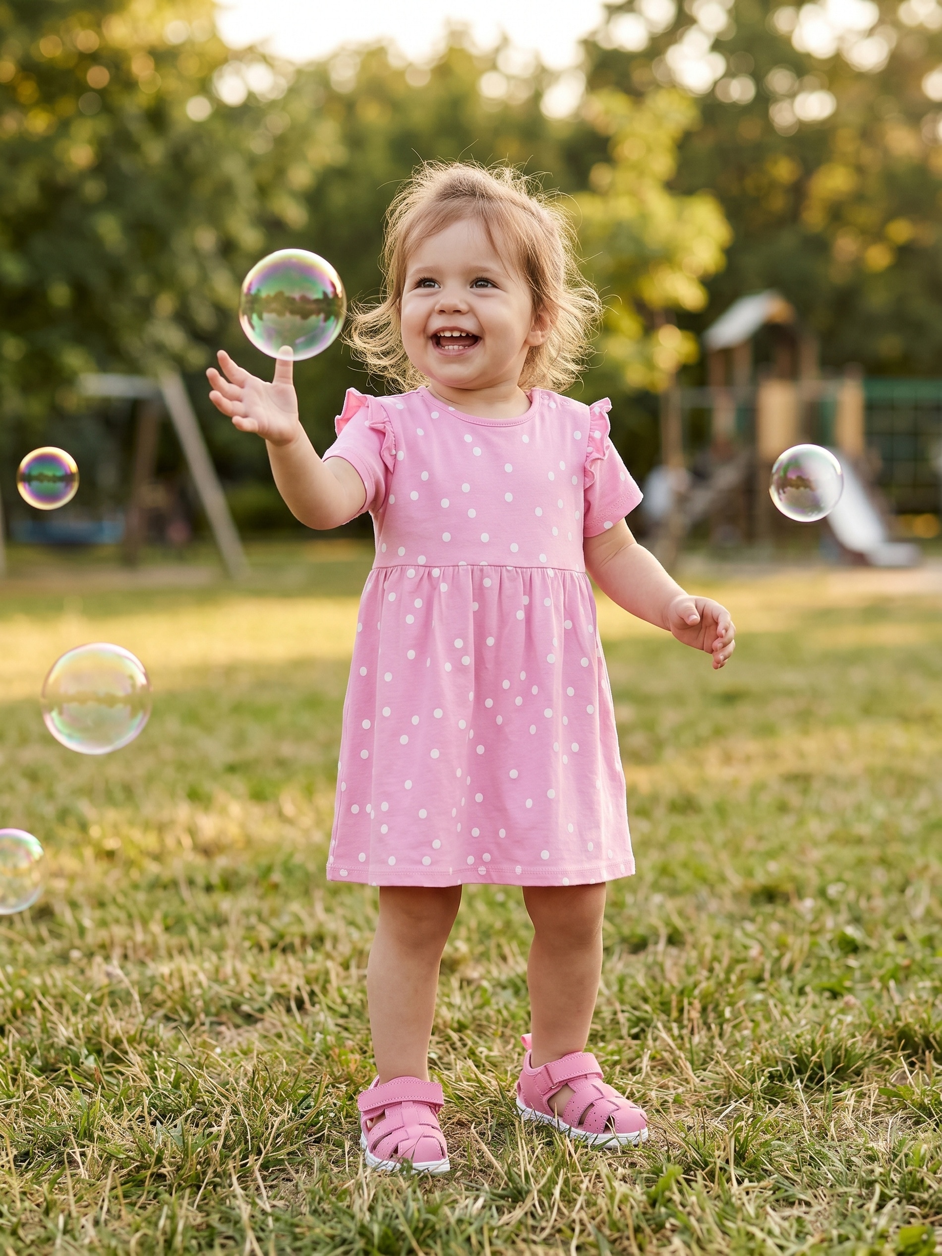 Bawełniana sukienka babydoll w kropki