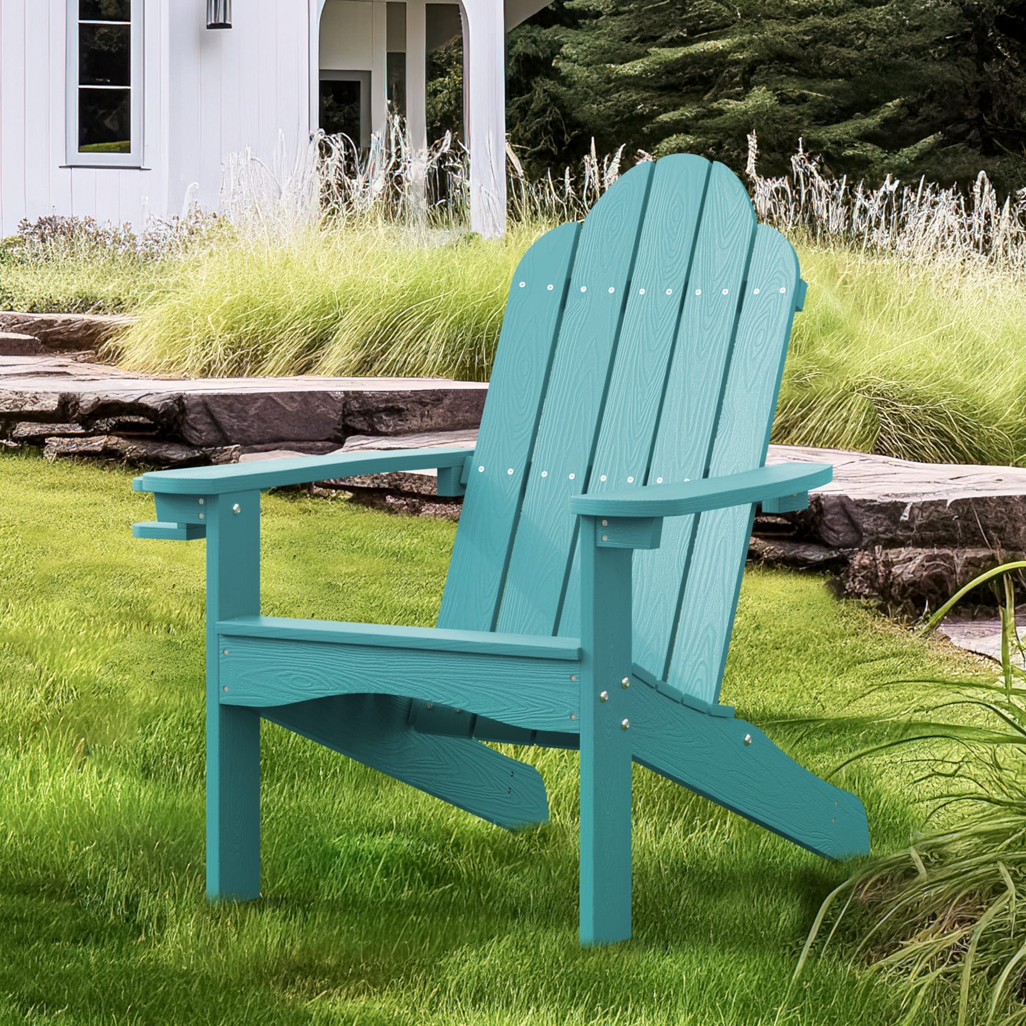 LUE BONA HDPS Plastic Outdoor Patio Chair All-Weather Adirondack Chairs for Patio Fire Pit - 30 in.W x 35 in.D x 36.5 in.H