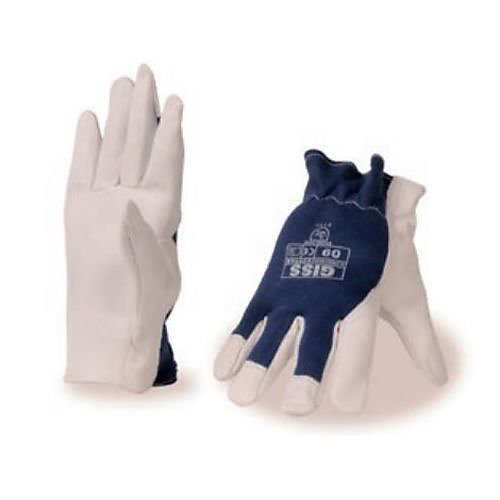 Gants de manutention 100 % coton G-PRECISION cuir fleur de chèvre beige/bleu T9 - GISS - 839968
