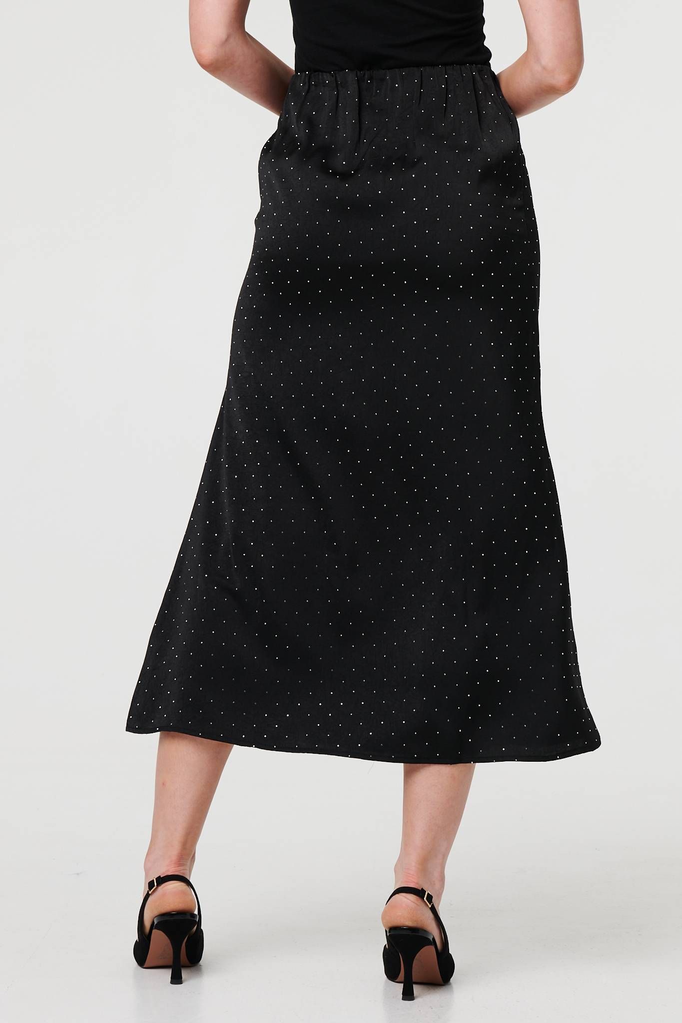 Izabel London Diamante Detail High Waist Midi Skirt