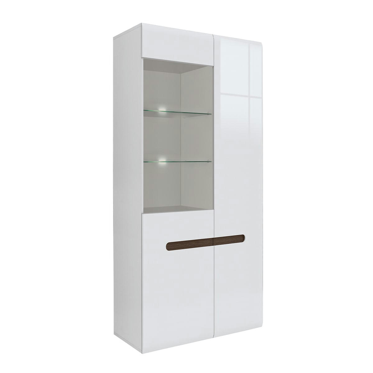 - Vaisselier 2 portes avec led blanc laqué et naturel