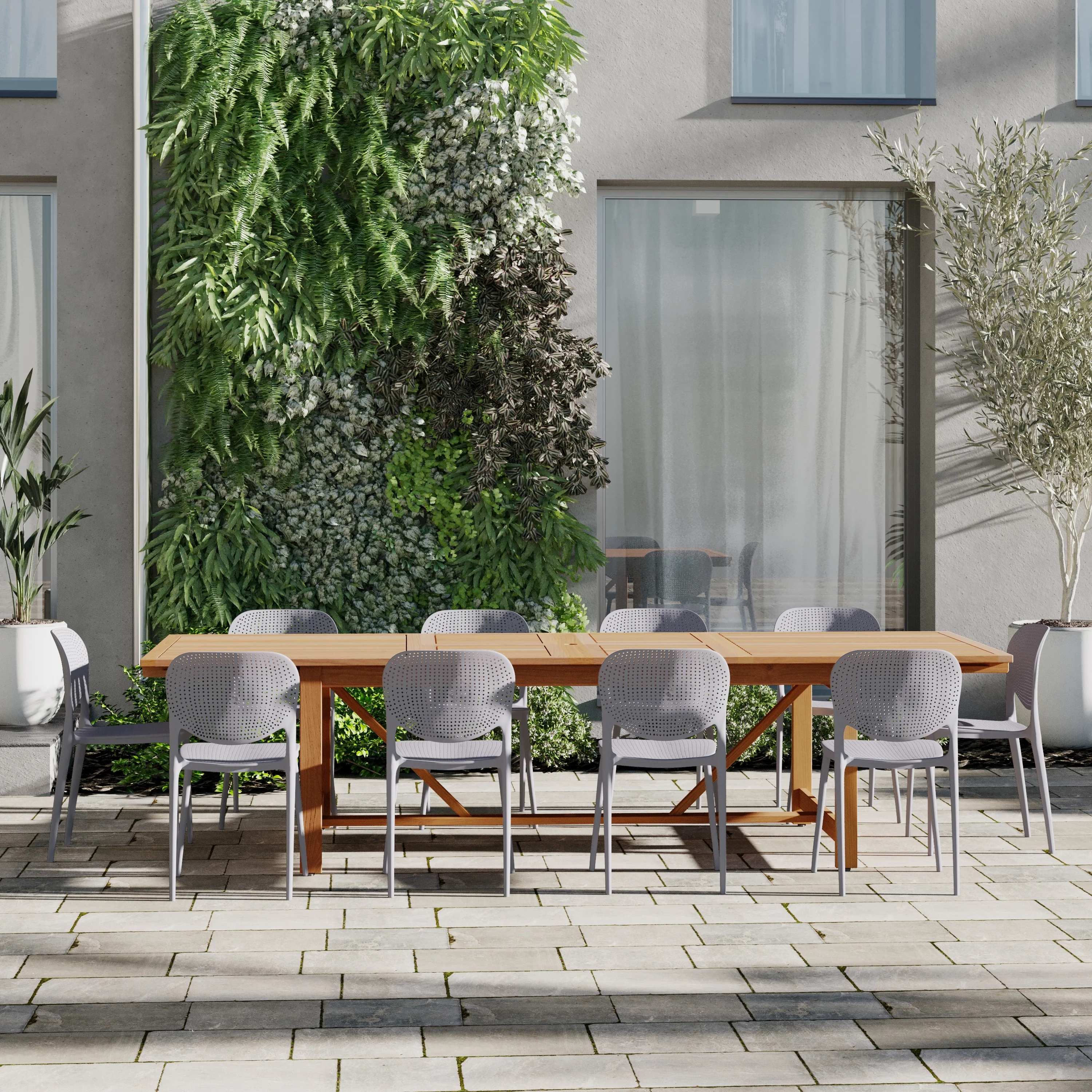 Amazonia Sunset Resin/ Eucalyptus 11-piece Outdoor Extendable Dining Set