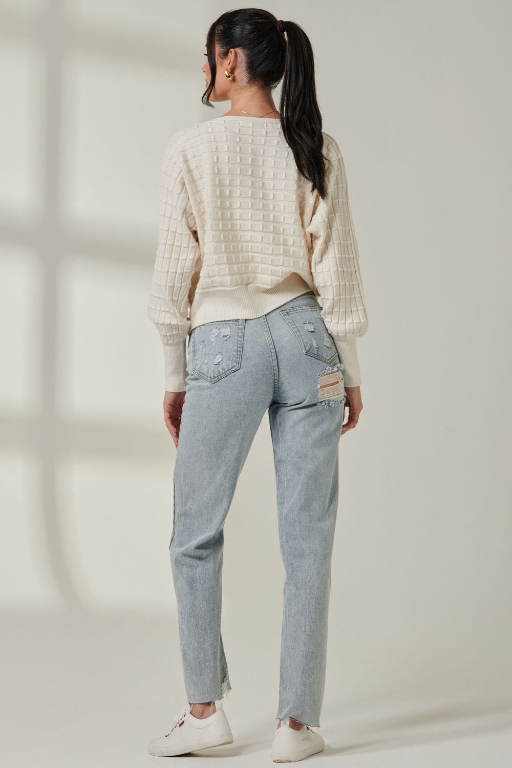 Jolie Moi Bubble Stitch Batwing Knit Jumper