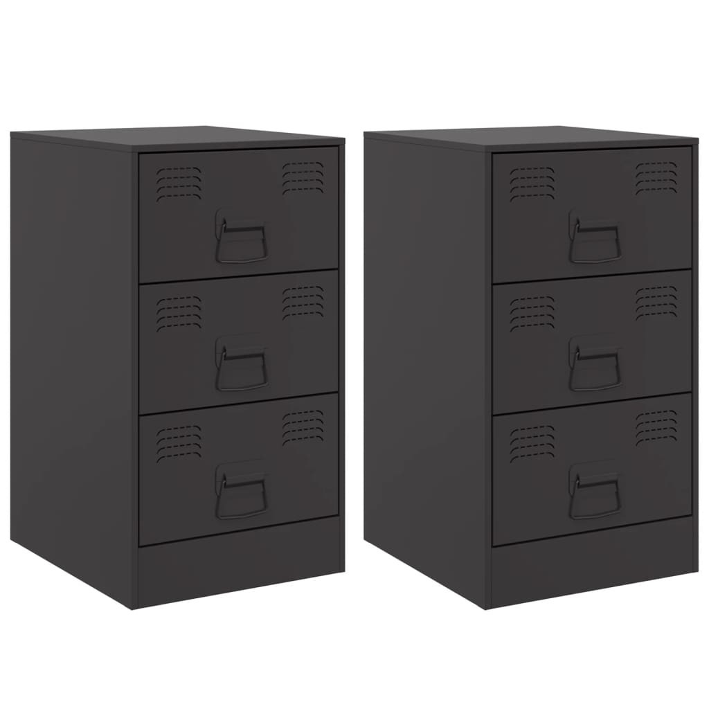 2x Szafka Nocna Stolik Komoda Czarna z Szufladą Do Sypialni 34,5x39x62 cm