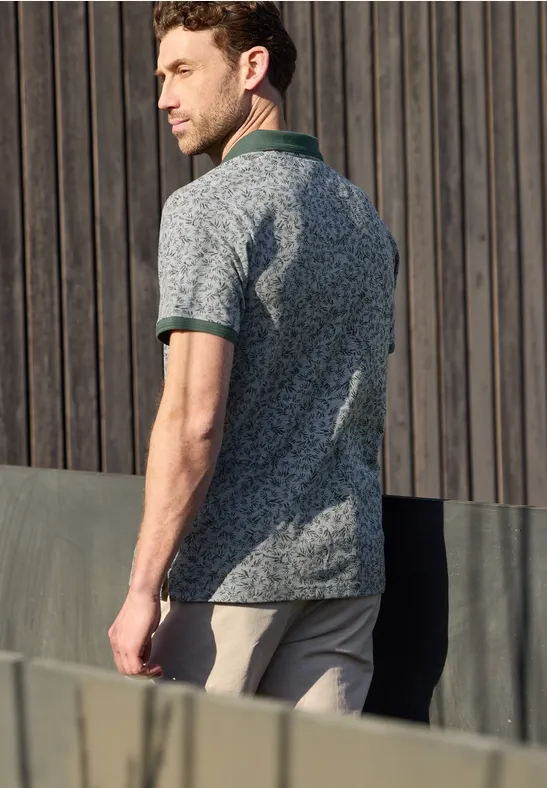Kurzarm Oxford Poloshirt mit Print