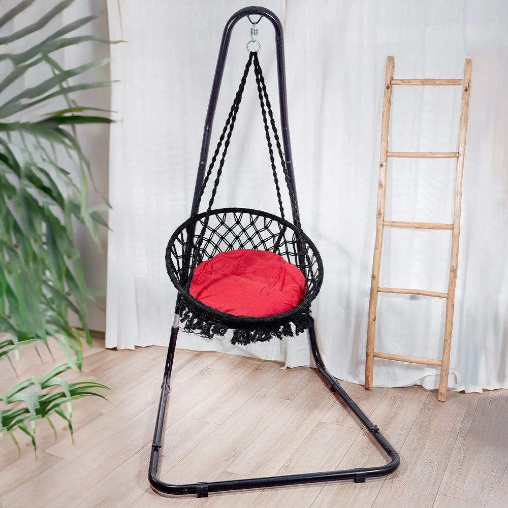 Bahia Macrame Hammock Chair Bedroom Rope Swing Indoor Outdoor Hand Woven Accent Chair - 42 x 32 in