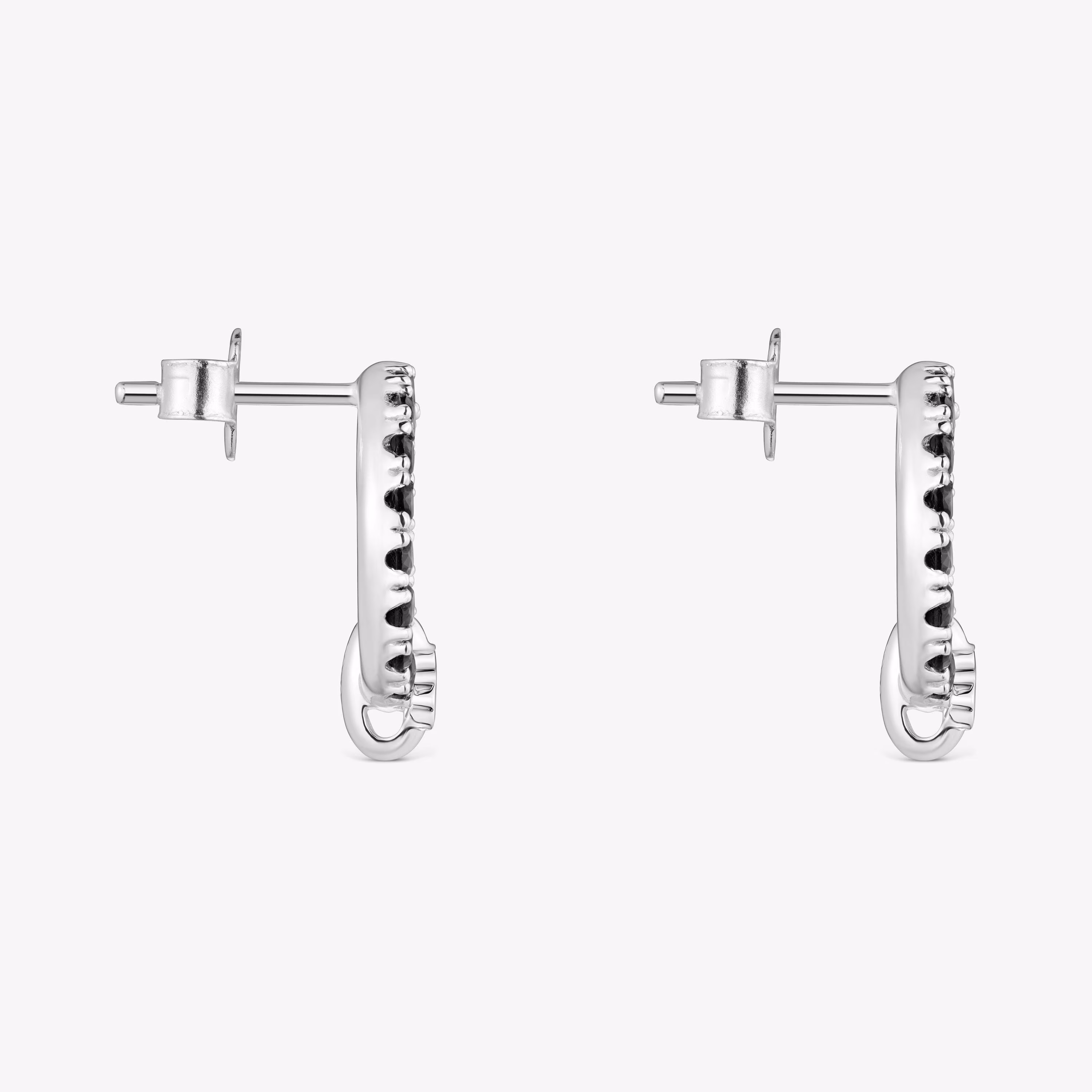 Pendientes círculo de plata y espinela negra Straight
