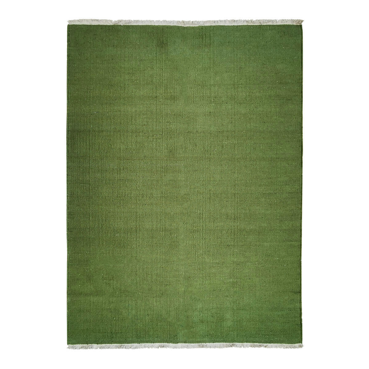 ESSENCE - Tapis en jute et coton avec franges vert foncé 120x170