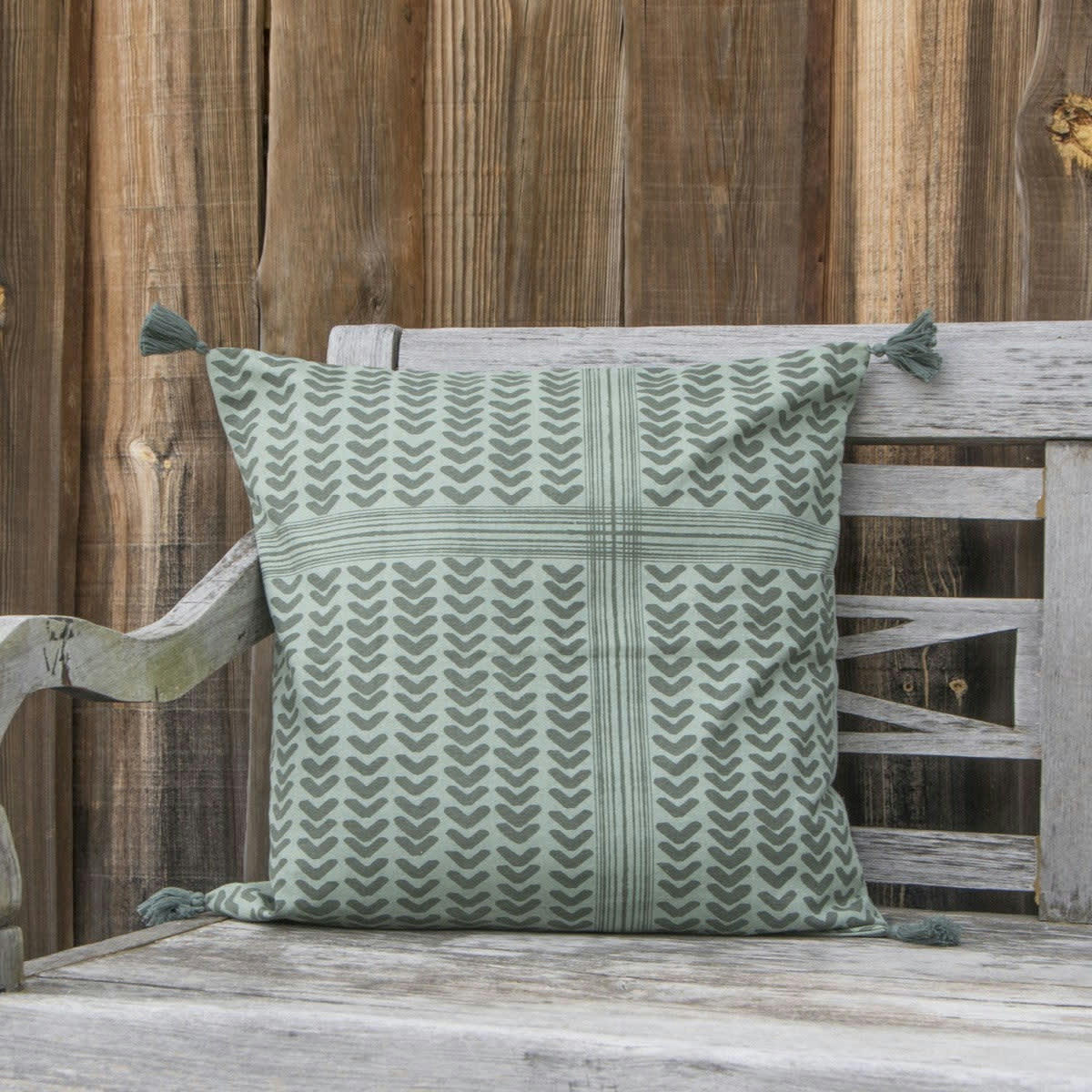 ZANZIBAR - Housse de coussin coton  50x50 vert lichen