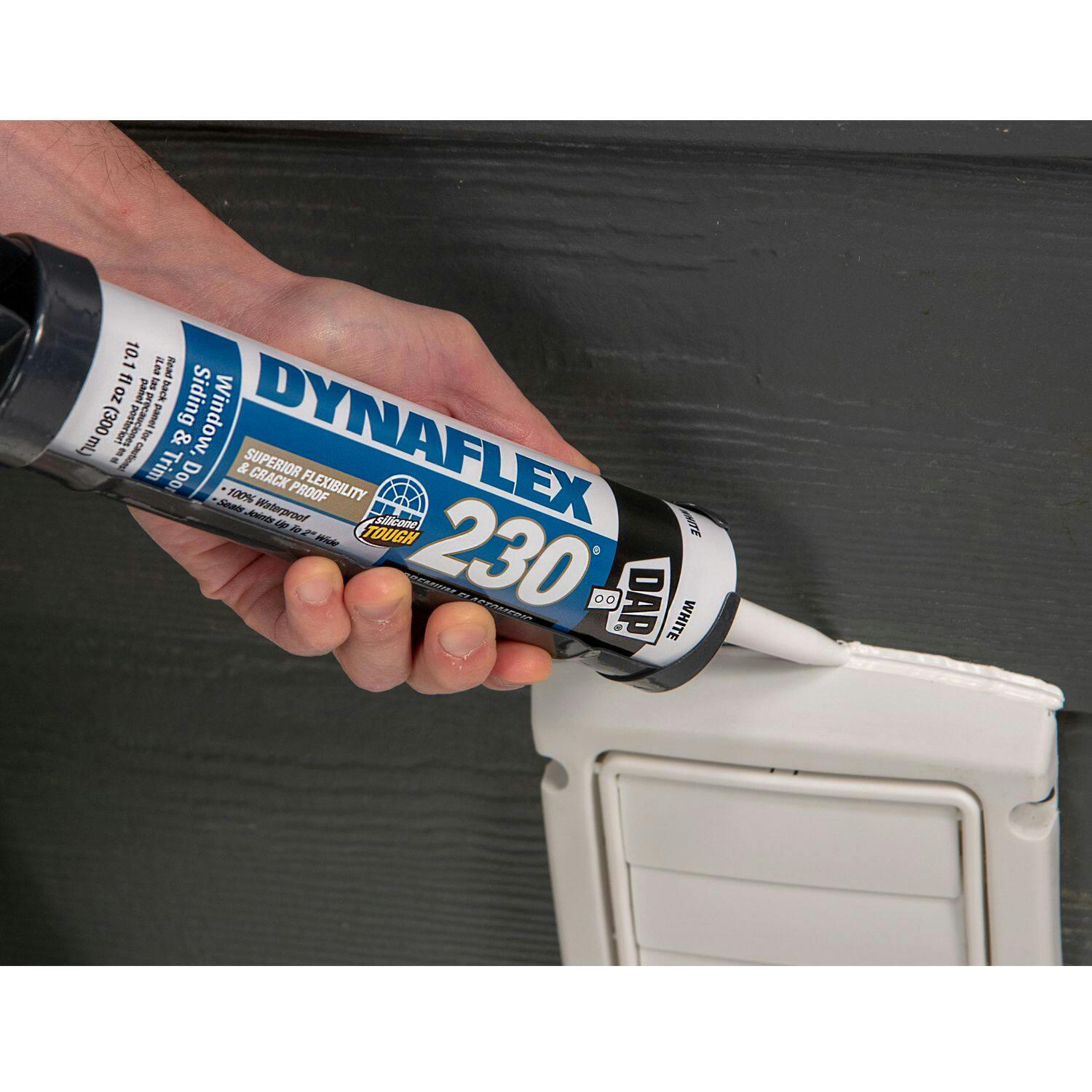 DAP Dynaflex 230 Premium Waterproof Elastomeric Sealant For Windows/Doors/Trim, White, 300-mL