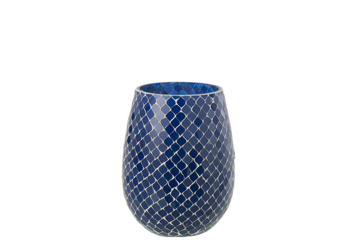 J-Line geurkaars Mia Mozaiek - Juniper Love - glas - blauw - medium - 120U