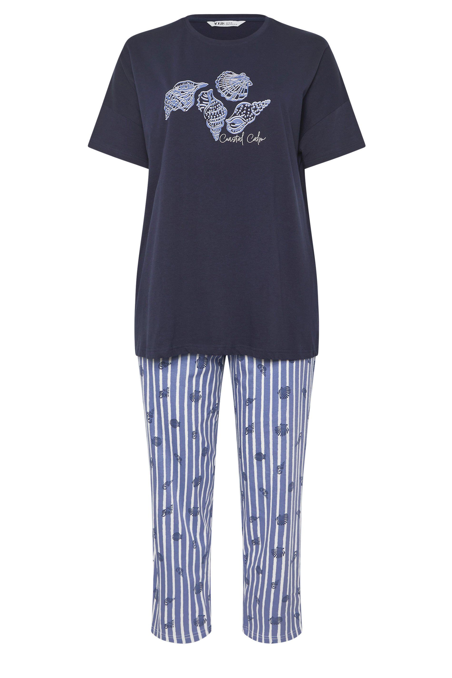 Yours Shell Graphic Stripe Pyjama Set