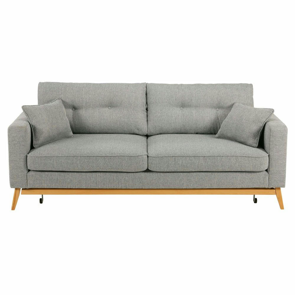 Brooke - Canapé convertible style scandinave 3/4 places gris clair