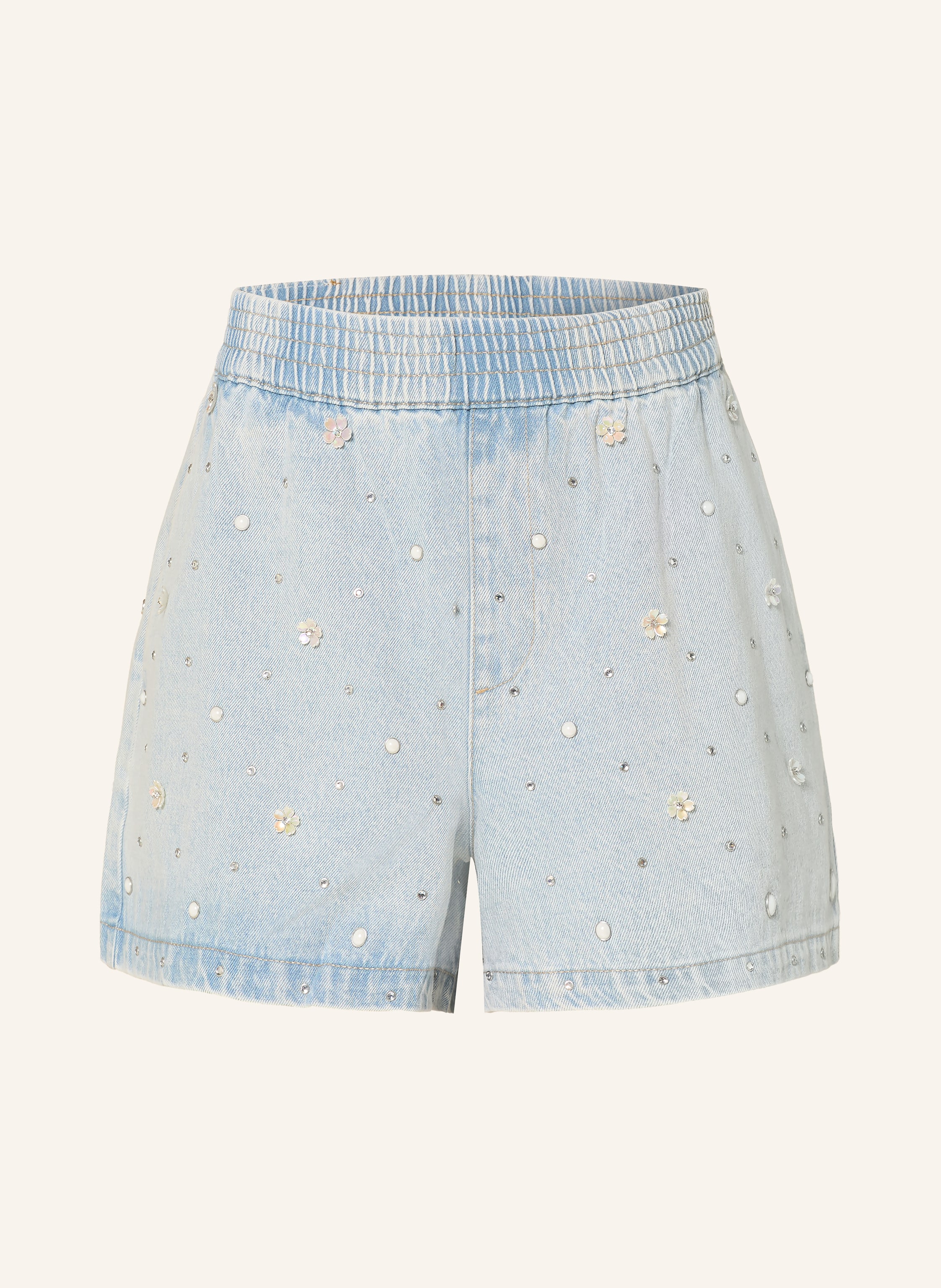 maje Jeansshorts mit Schmucksteinen und Schmuckperlen