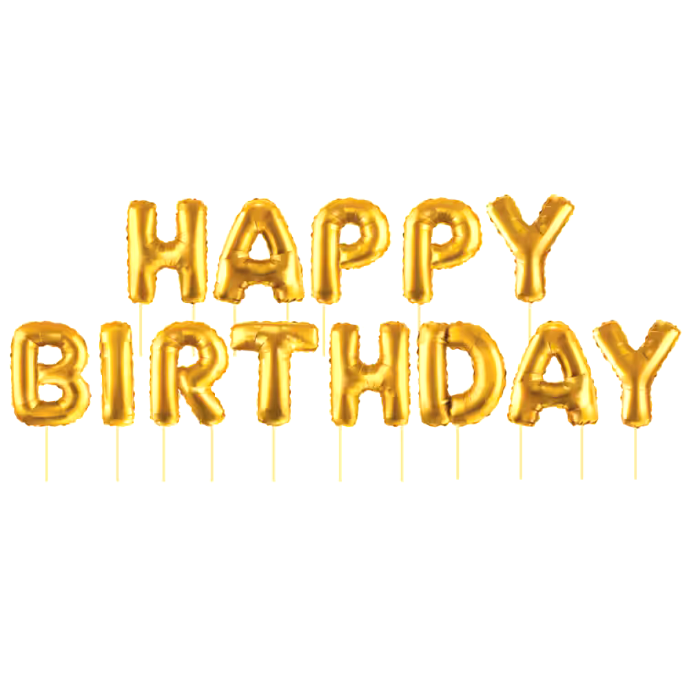 Gold Happy Birthday Balloon Candle Pick