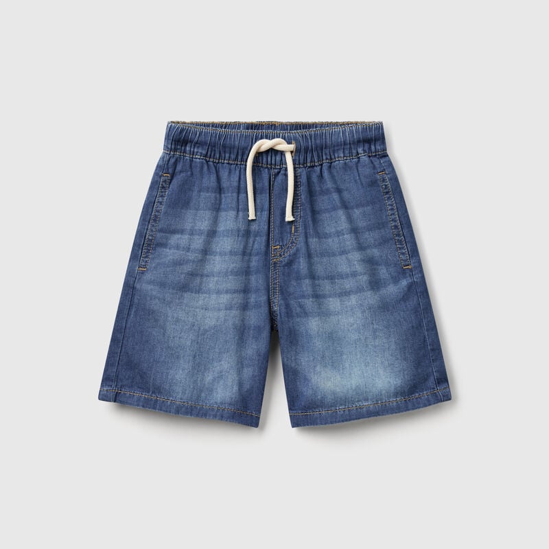 Chambray bermudas with drawstring