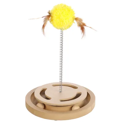 Flamingo Kitty Brain Train with Feathers Cat Toy