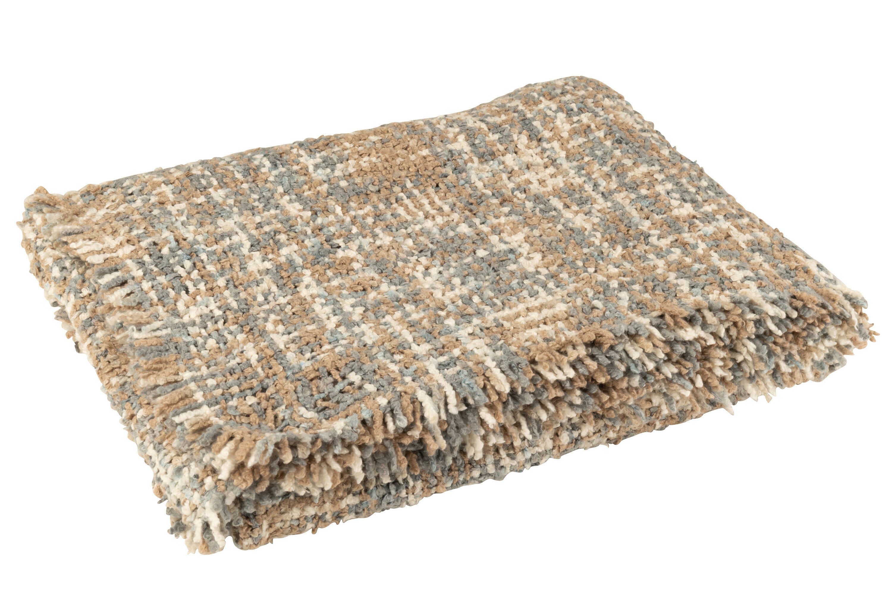 J-Line plaid Tweed - katoen - blauw beige - 180 x 130 cm