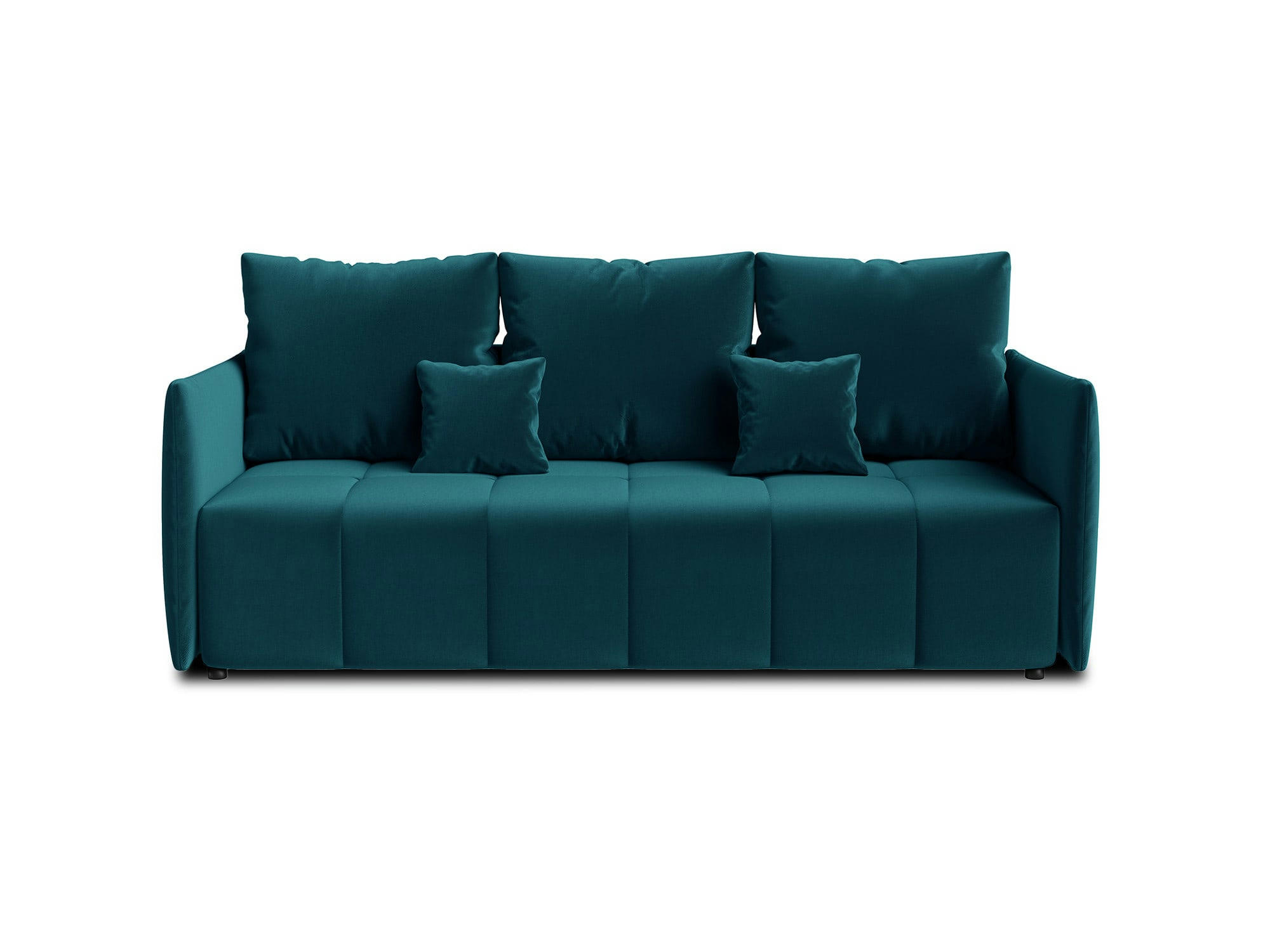 PETRA - Canapé droit convertible 3 places en velours bleu canard