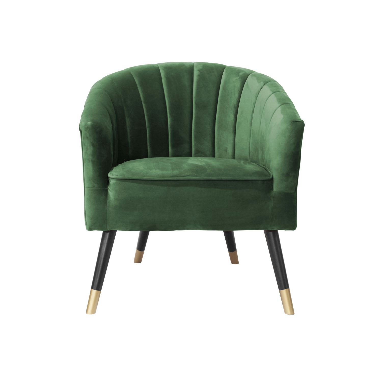 ROYAL - Fauteuil effet velours vert