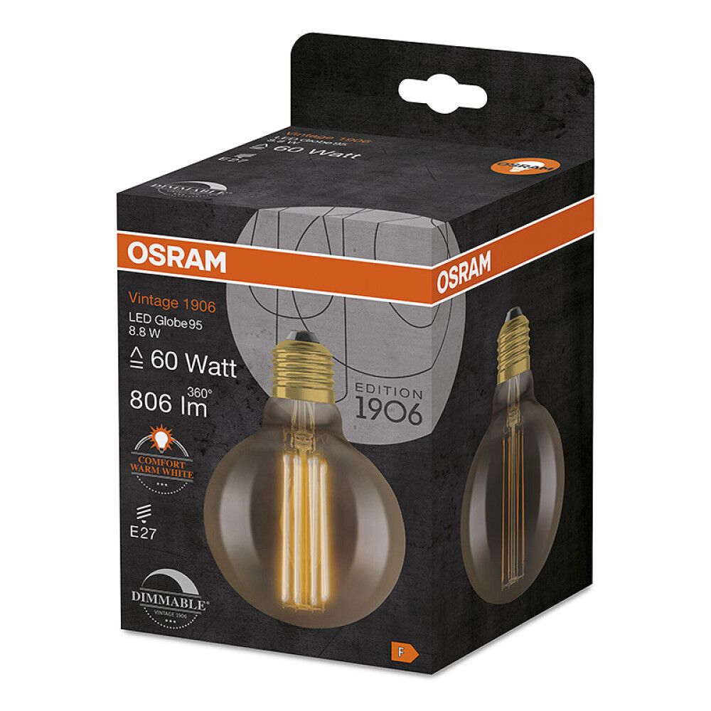 LYSPÆRE OSRAM LED GLOBE 95 GOLD 2200K E27 8,8W