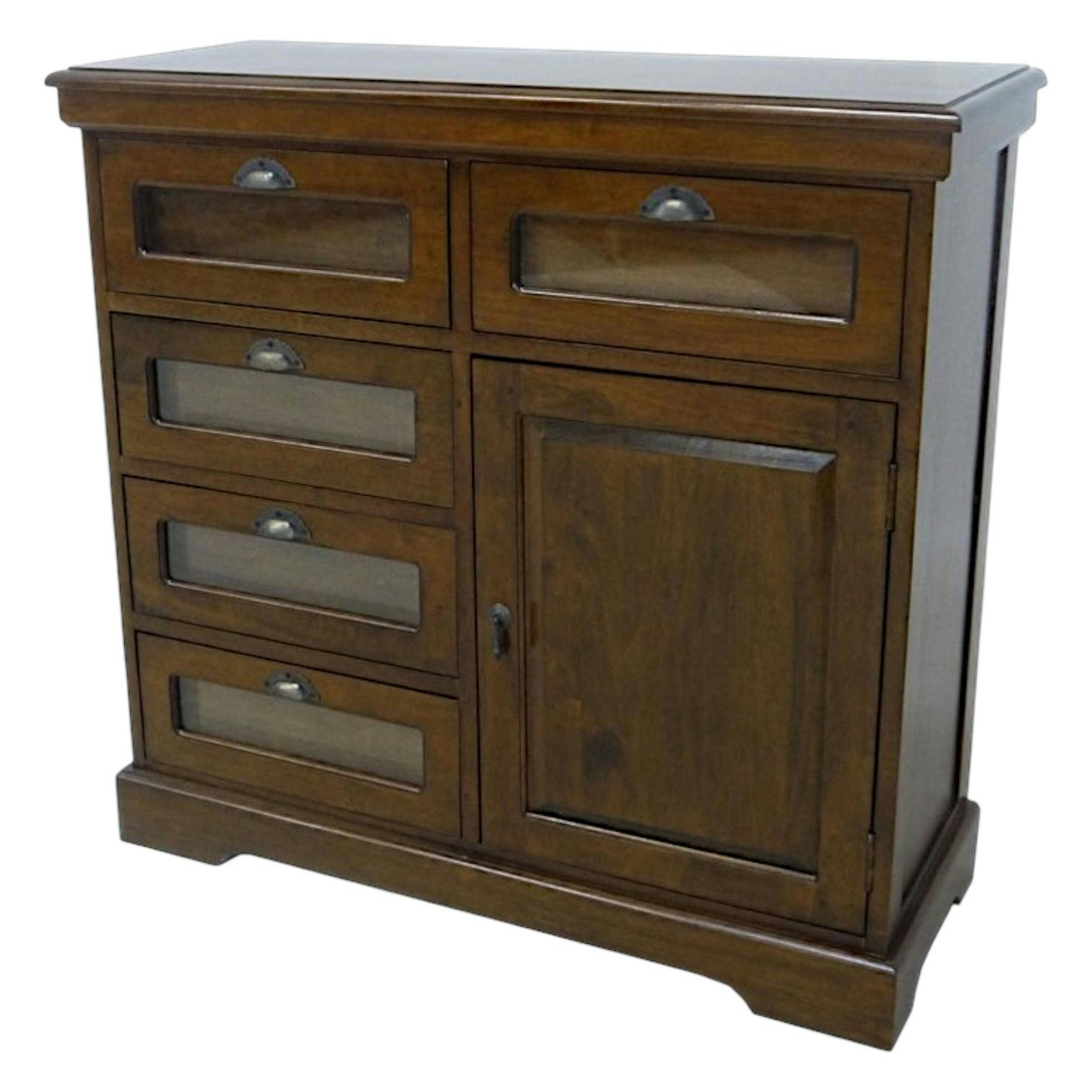 Buffet grainetier 5 tiroirs 1 portes hévéa 100x40x96cm TRADITION