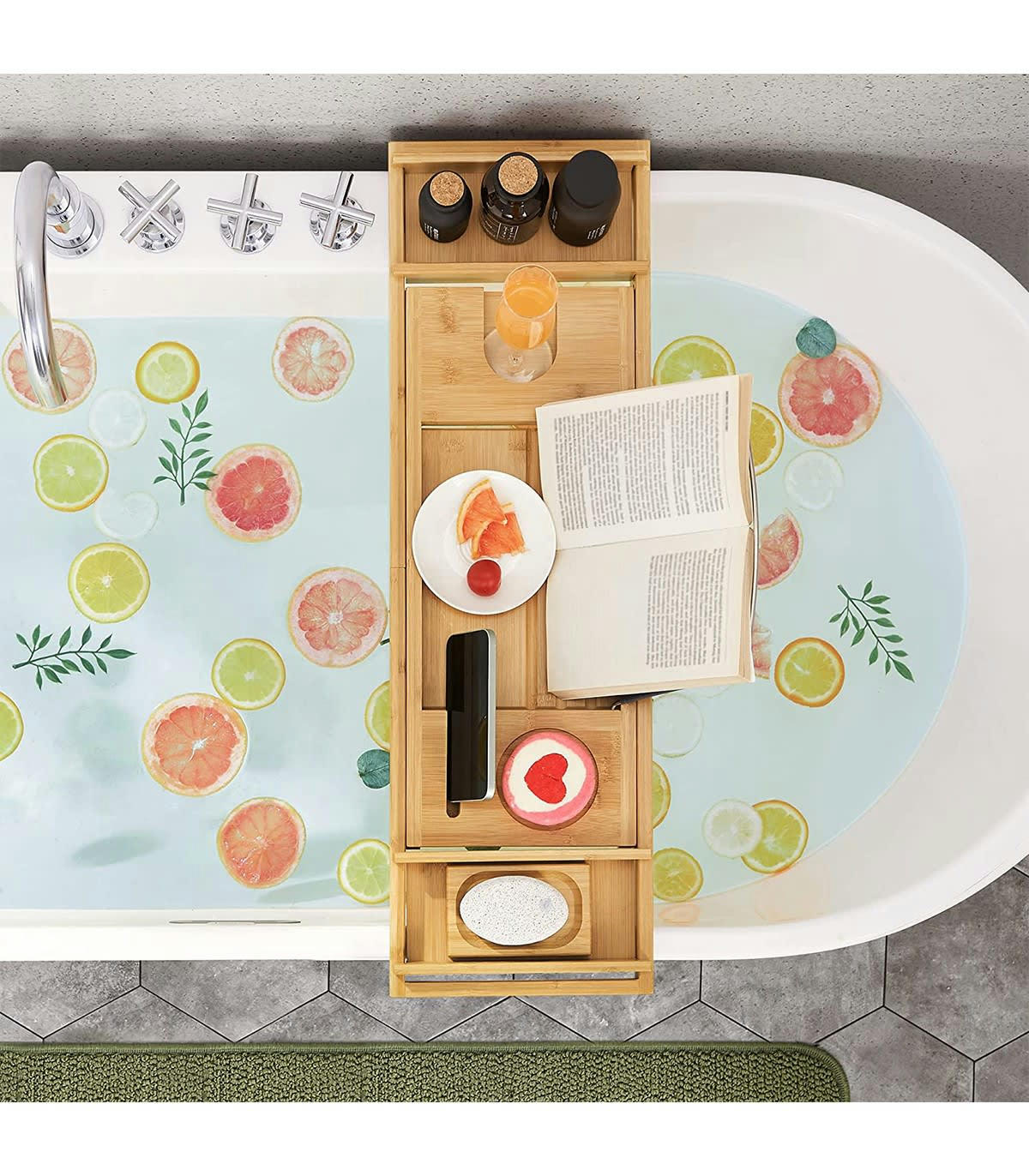 - Pont de Baignoire Extensible en Bambou - L75/109 cm