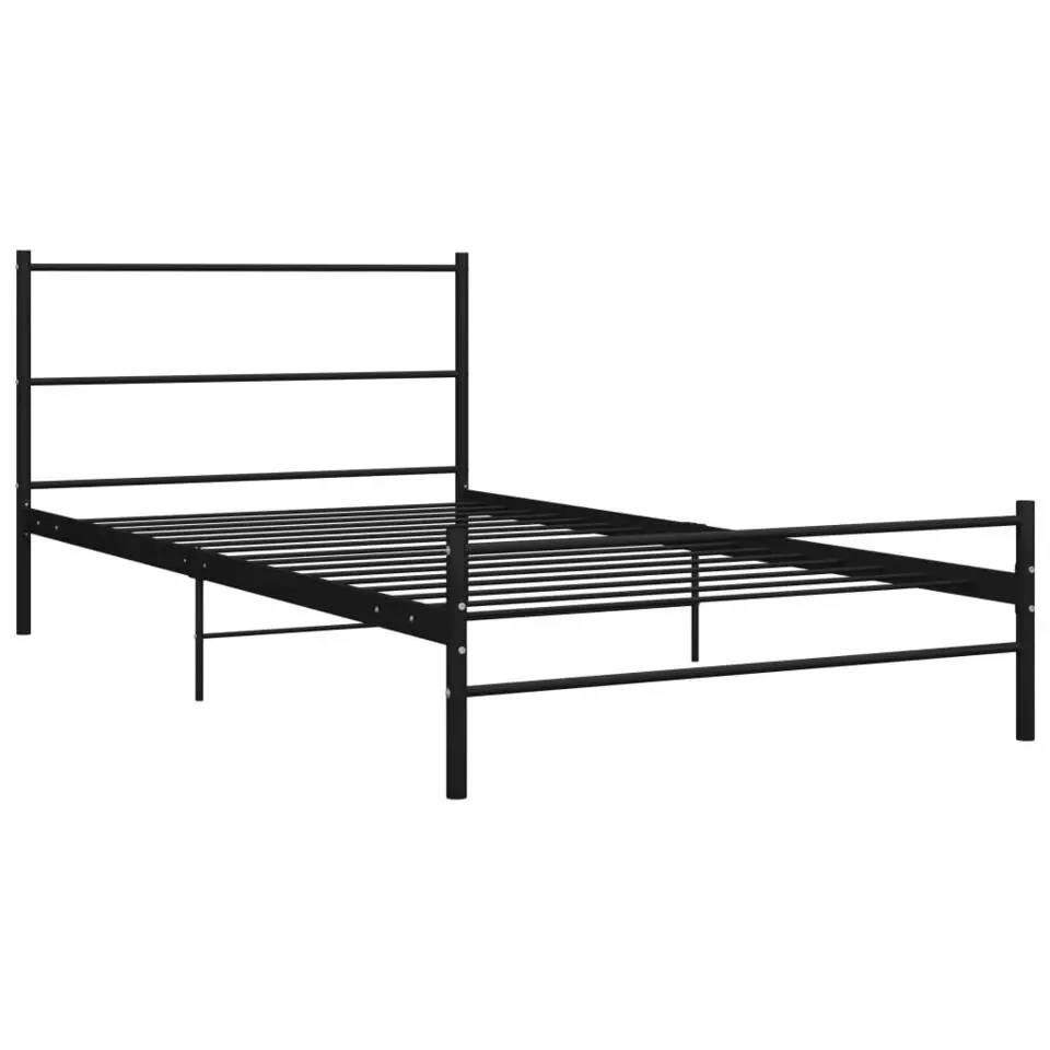 vidaXL - Bed frame met hoofdeinde en lanttenbodem - Zwart - Metaal - 90x200 cm