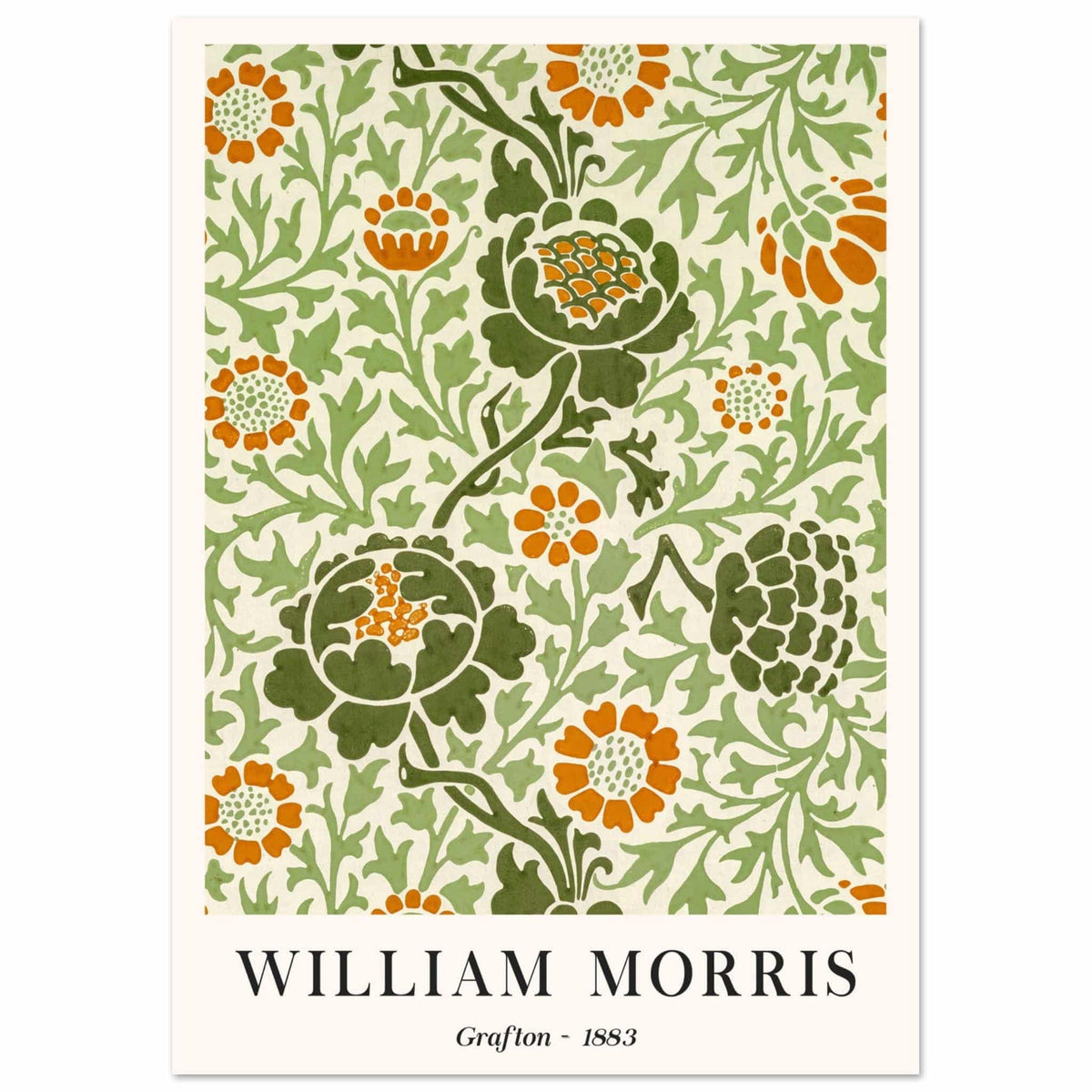 Artfulprints Poster William Morris - Grafton 1883  - A4 21x29.7 cm - Groen