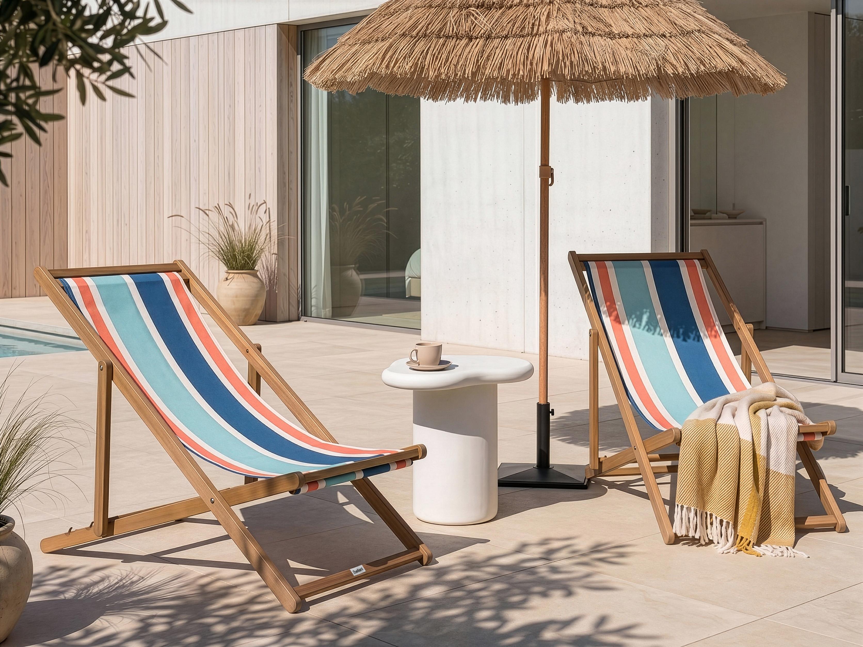 Set of 2 Sun Lounger Replacement Fabrics ANZIO/AVELLINO 113 x 44 cm Multicolour