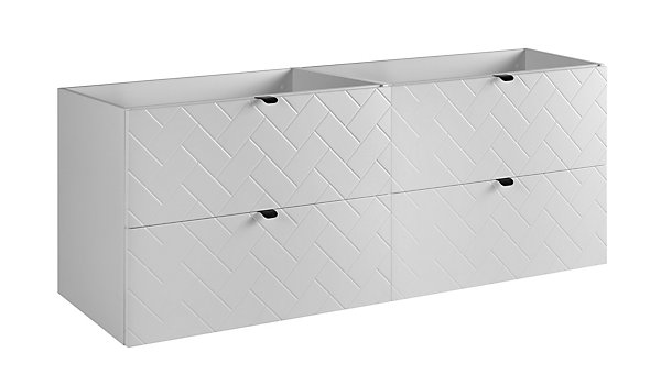 Meuble de salle de bain, Blanc Mat, 160 x 57 x 46 cm, poignées noires