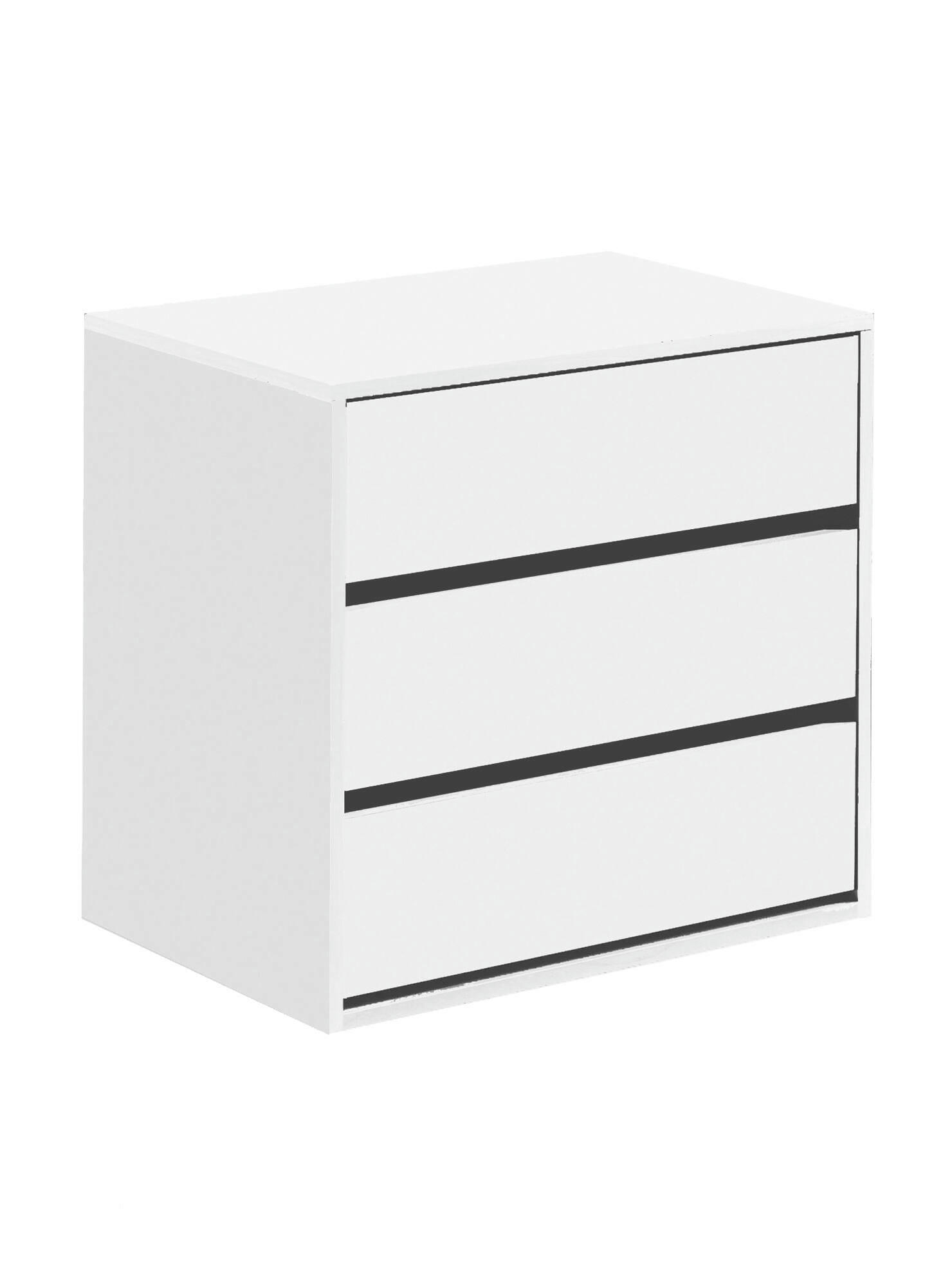 DKUTL - Commode 3 tiroirs effet bois blanc