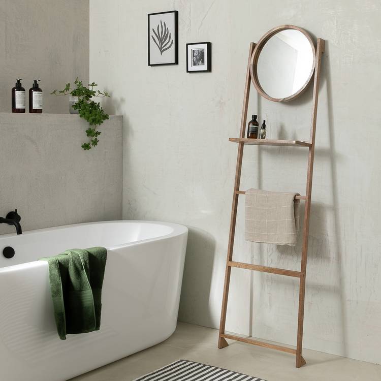 Habitat Free Standing Towel Ladder and Mirror - Natural